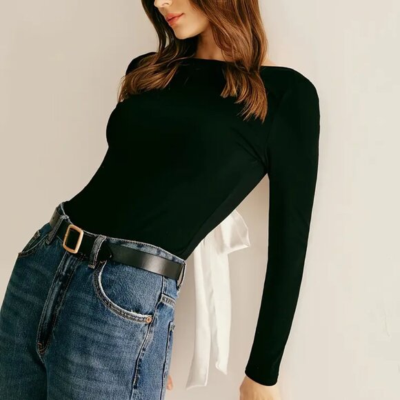 Bowtie Longsleeve Cutout Tee - Picture 2 of 4